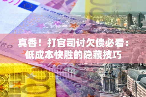 武汉真香！打官司讨欠债必看：低成本快胜的隐藏技巧